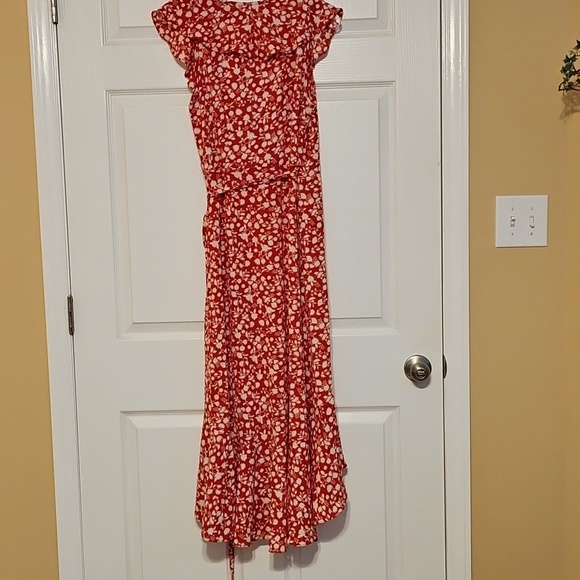 Max Studio Red Floral Ruffle Wrap Dress - Picture 16 of 16